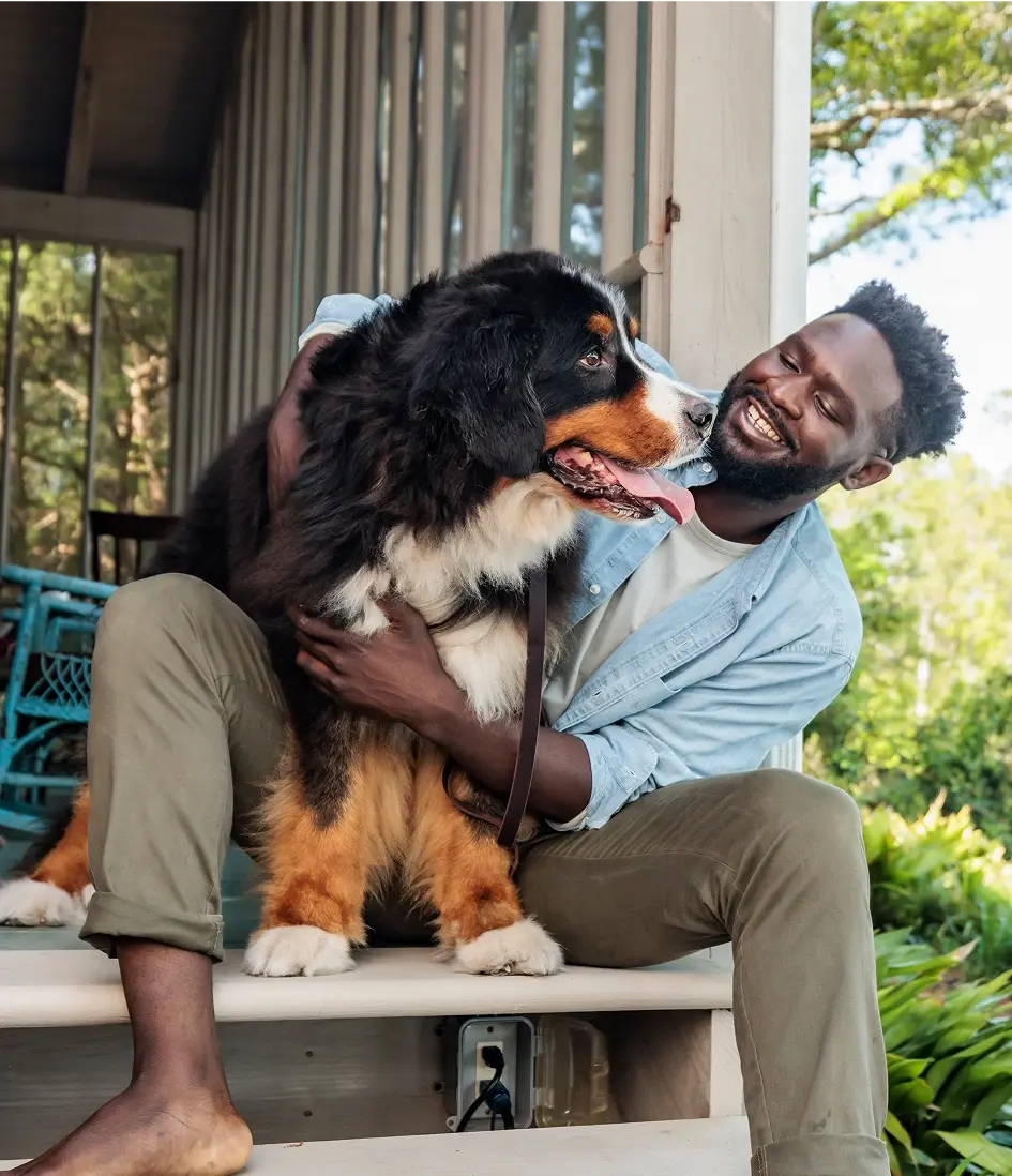 Happy dog and owner